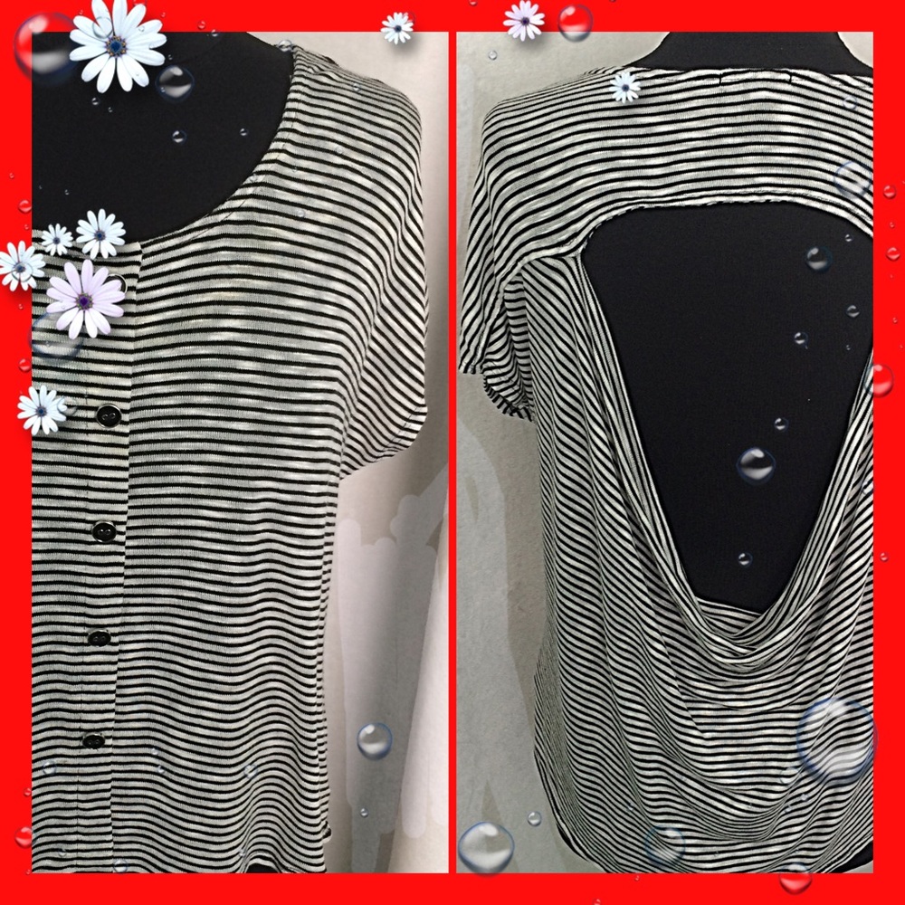 Charlotte Russe Black White Stripe Backless XL